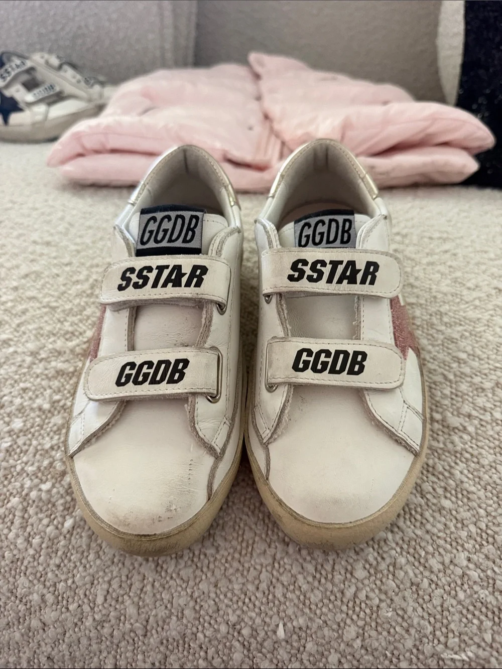 Golden Goose Kids White Sneakers with Pink Side Panel